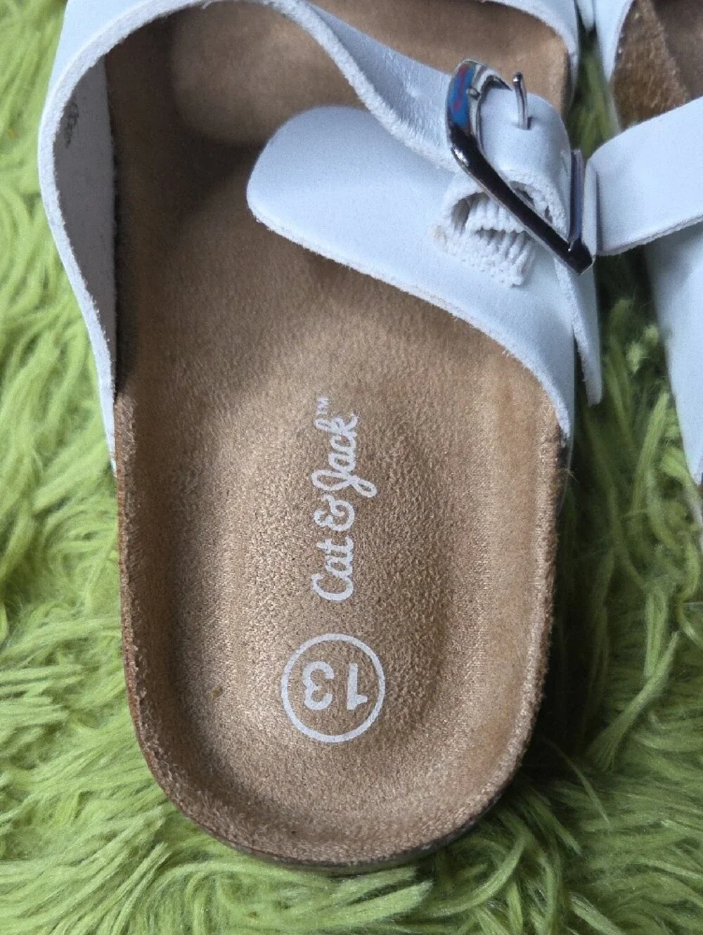 Cat & Jack White Double‎ Buckle Slides